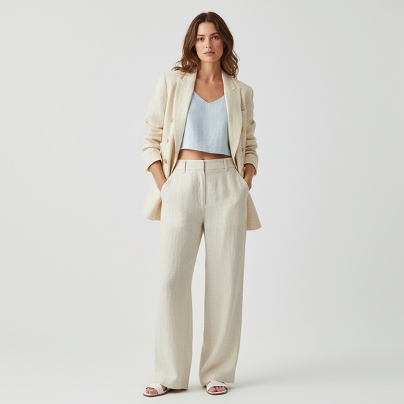 gruppo americano Jackets & Blazers - Vintage Gruppo Americano studio Cream Double-Breasted Blazer resortwear coastal